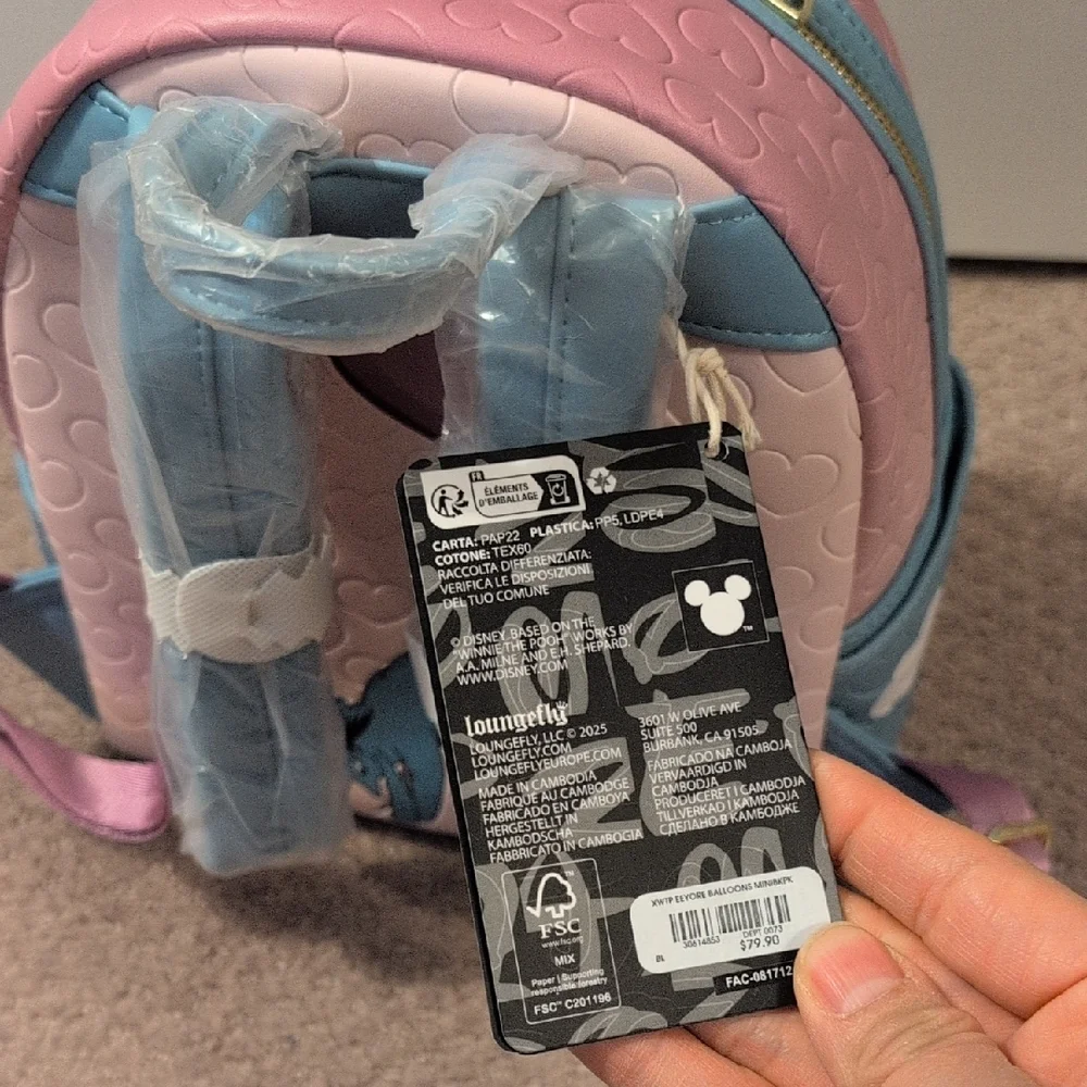 Loungefly Disney Eeyore Heart Balloons Mini Backpack NWT
